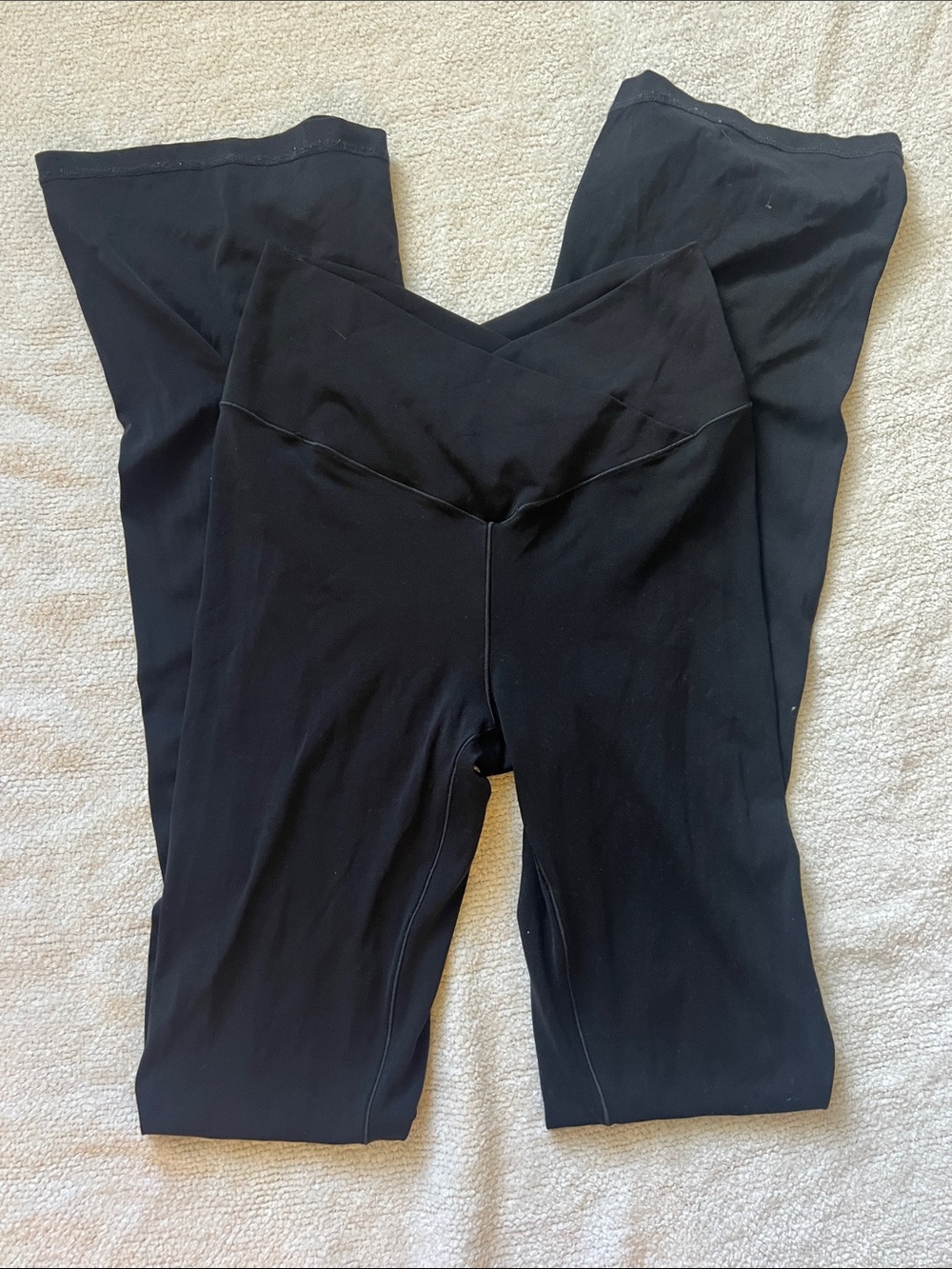 Aerie Black High-Waisted Crossover "Real Me" Flare Leggings